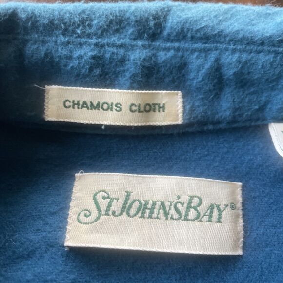 Vintage 1993 St John’s Bay Chamois Cloth Tea Blue Heavy Flannel Men’s XL Tall - Picture 12 of 14